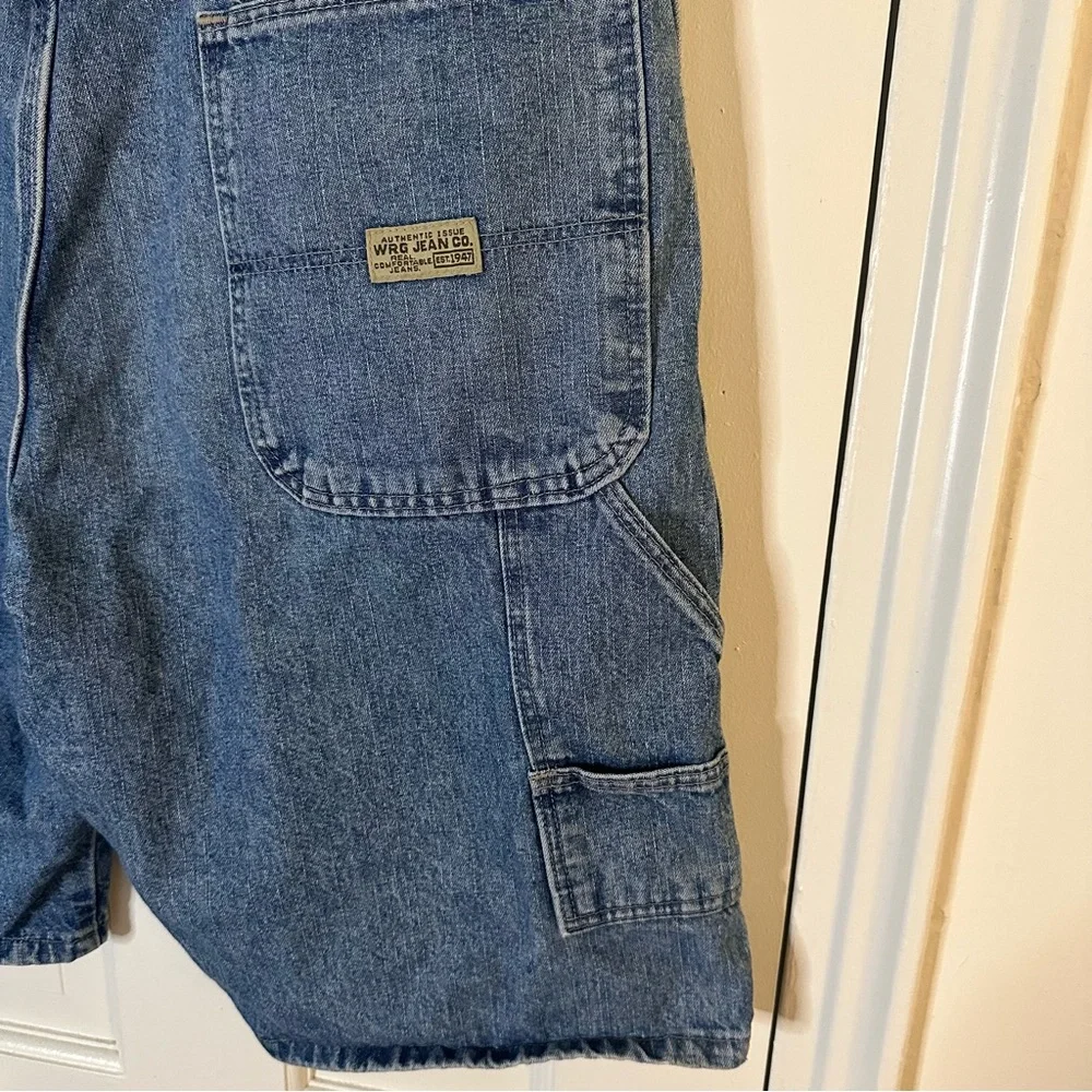 Vintage Y2K Wrangler Denim Cargo Shorts Size 34 Blue Jean Jorts Cotton Carpenter - Picture 3 of 7